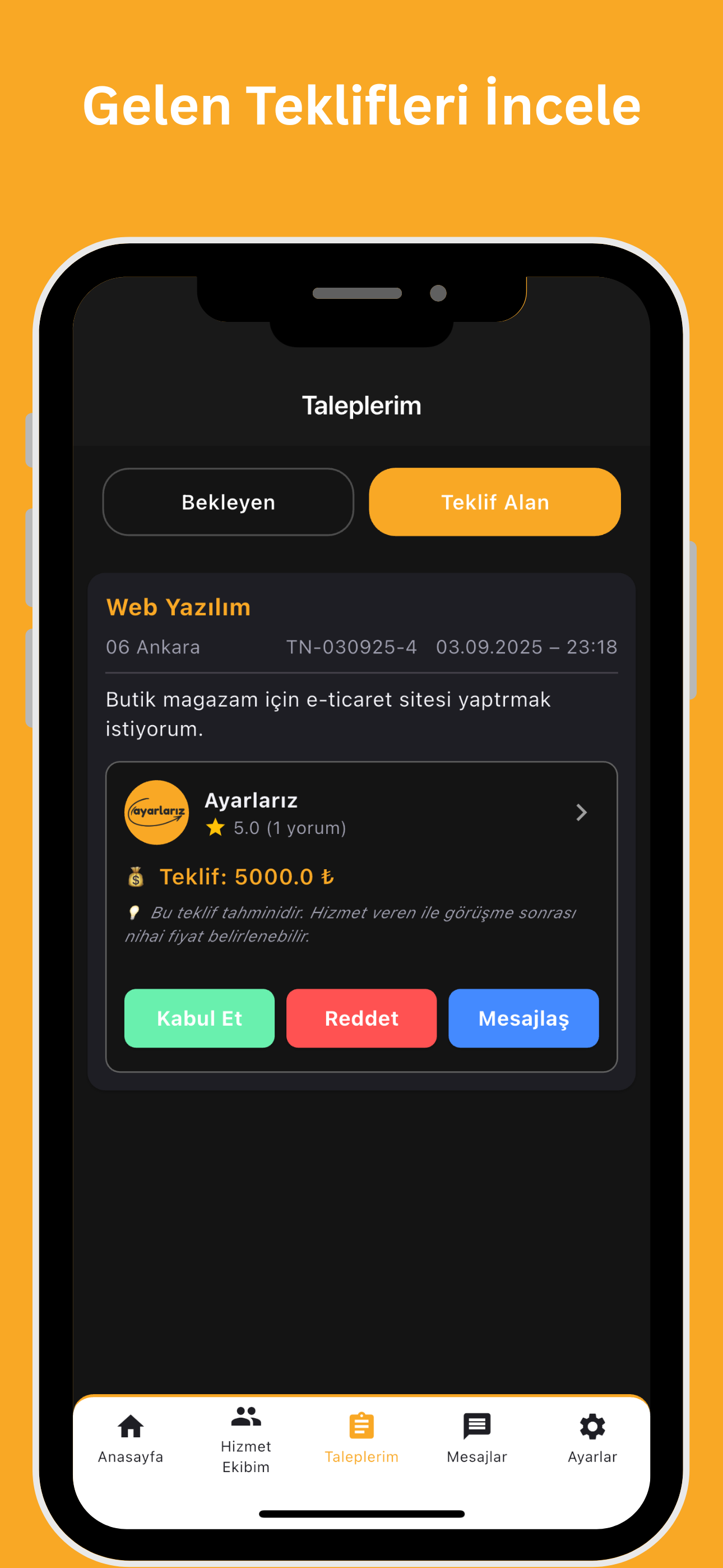Teklifleri İncele